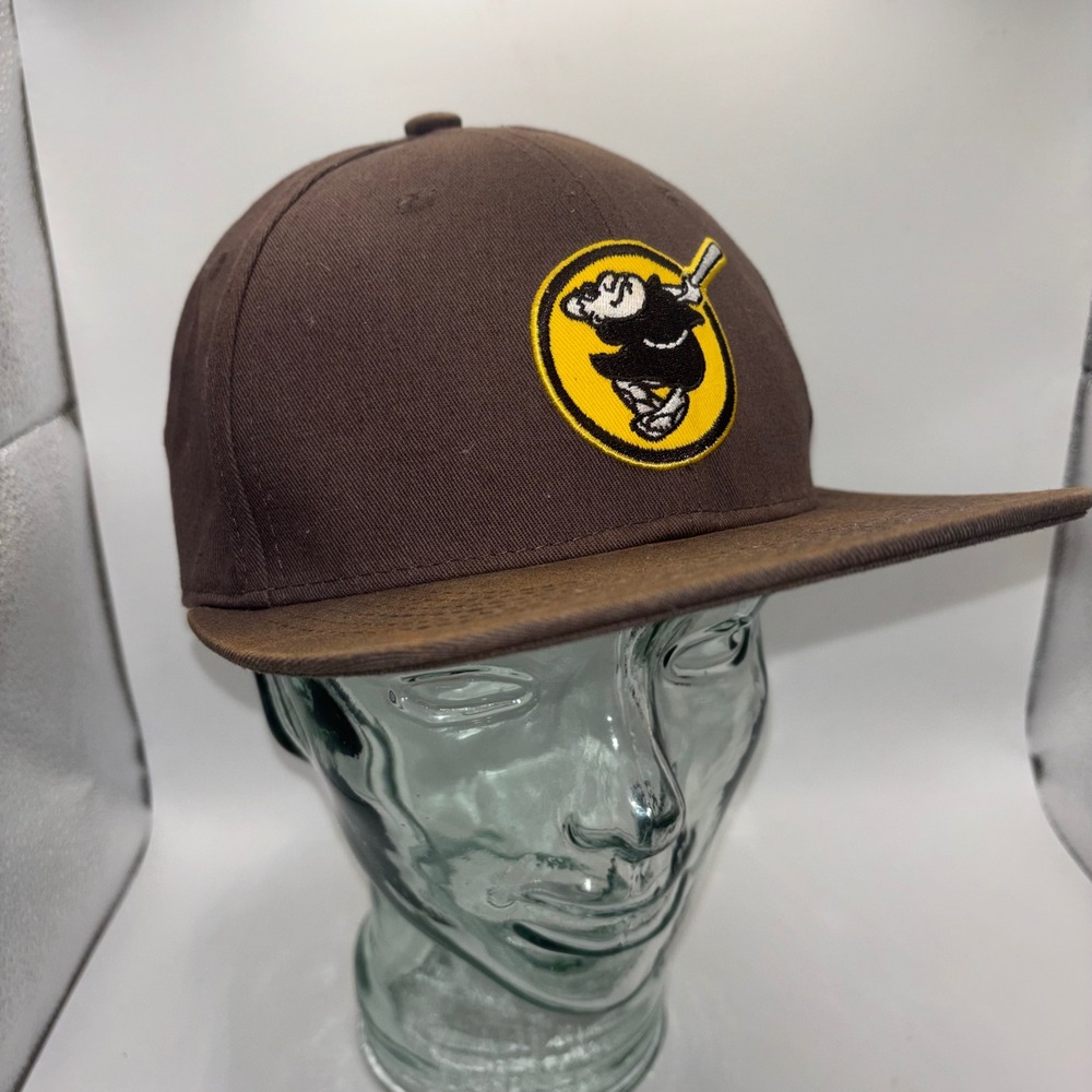 Vtg Melonwear San Diego Padres Swinging Friar Snapback Hat Brown Yellow MLB Cap - Picture 2 of 8
